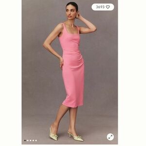 BHLDN Andie square neck crepe midi dress XXS